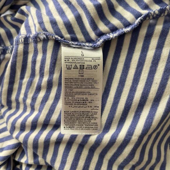 Old Navy Large Swing Dress Knit Blue White Short Sleeve Shift Stretch - Picture 3 of 8